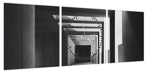 Obraz - Kwadratowy tunel (z zegarem) (90x30 cm)