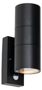 Zewnetrzna Kinkiet / Lampa scienna zewnętrzny czarny 2-punktowy AR70 z czujnikiem ruchu - Duo Oswietlenie zewnetrzne