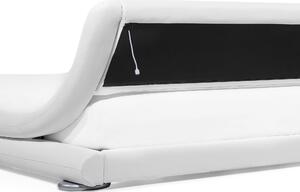 Łóżko wodne LED ekoskóra tapicerowane z akcesoriami 180 x 200 cm białe Avignon Beliani