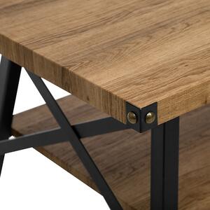 Nowoczesny stolik kawowy z półką 100 x 55 cm MDF i metal ciemne drewno Carlin Beliani