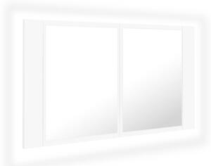 Szafka łazienkowa z lustrem i LED, biała, 80x12x45 cm, akryl