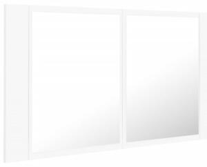 Szafka łazienkowa z lustrem i LED, biała, 80x12x45 cm, akryl