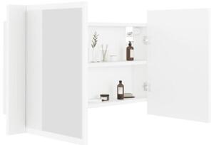 Szafka łazienkowa z lustrem i LED, biała, 80x12x45 cm, akryl
