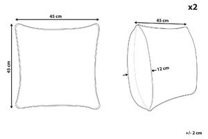 Zestaw 2 poduszek dekoracyjnych szary welurowy wzór 45x45 cm Ceropegia Beliani