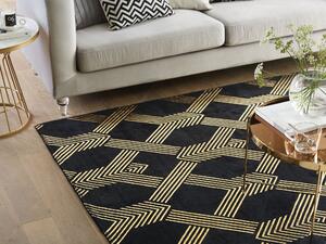 Ręcznie pleciony dywan geometryczny wzór 140 x 200 cm czarno-złoty wiskoza Vekse Beliani