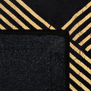 Ręcznie pleciony dywan geometryczny wzór 140 x 200 cm czarno-złoty wiskoza Vekse Beliani