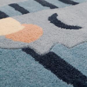 Wełniany dywan dziecięcy Nattiot Blue Tigger, 65x125 cm