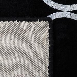 Dywan z wiskozy ze srebrnym wzorem marokańska koniczyna 160 x 230 cm czarny Yelki Beliani