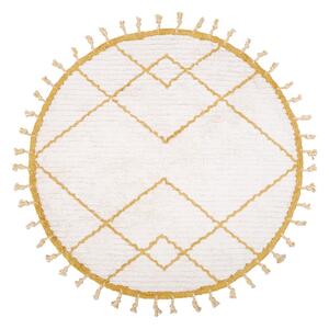 Biało-żółty dywan dziecięcy z bawełny wykonany ręcznie Nattiot Come, ø 120 cm
