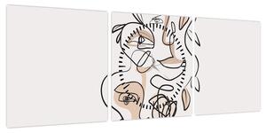 Obraz - Makijaż twarzy ze sztuką linii (z zegarem) (90x30 cm)