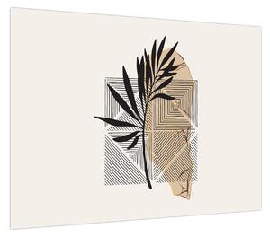 Obraz - Abstrakcja z tropikalnymi liśćmi N⁰1 (70x50 cm)