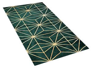 Nowoczesny dywan z wiskozy 80 x 150 cm złoty geometryczny wzór zielony Sibel Beliani