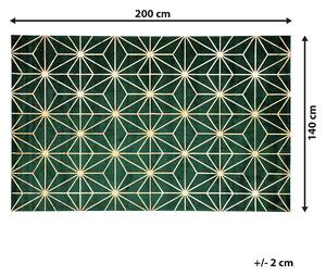 Nowoczesny dywan z wiskozy 140 x 200 cm złoty geometryczny wzór zielony Sibel Beliani