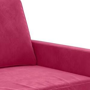 Sofa 2-osobowa, winna czerwieÅ, 120 cm, tapicerowana aksamitem