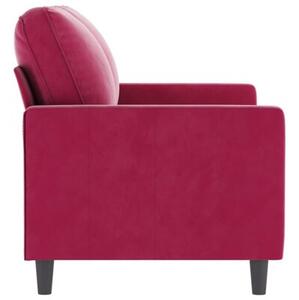 Sofa 2-osobowa, winna czerwieÅ, 120 cm, tapicerowana aksamitem