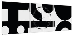 Obraz - Abstrakcja geometryczna N⁰3 (z zegarem) (90x30 cm)