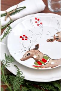 Zestaw 4 świątecznych talerzy deserowych z kamionki Casafina Deer Freinds, ø 27 cm