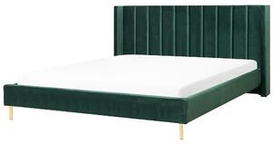 Łóżko welurowe zielone 180 x 200 cm szerokie wezgłowie drewniane nogi Villette Beliani