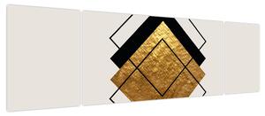 Obraz - Abstrakcja złoto-biała N⁰1 (170x50 cm)