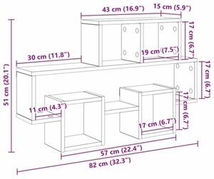 Półka ścienna w kształcie samochodu - nowoczesny design z 4 półkami, dąb artisan