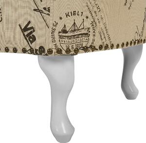 Szezlong pikowany tapicerowany prawostronny motyw w znaczki beżowy Nimes Beliani