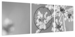 Obraz - Mrożona roślina (z zegarem) (90x30 cm)