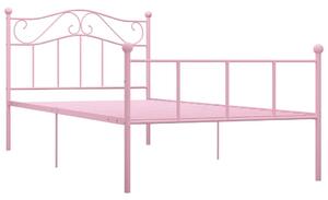 Różowe minimalistyczne łóżko z metalu 90x200 cm - Okla