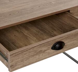 Nowoczesne biurko z szufladą blat ciemne drewno czarne metalowe nogi Casco Beliani