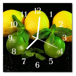 Zegar szklany kwadratowy Cytryny