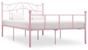 Różowe metalowe łóżko w stylu loft 160x200 cm - Okla