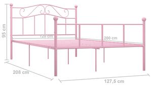 Różowe metalowe łóżko 120x200 cm - Okla