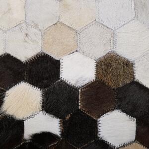 Dywan brązowo-beżowy skórzany patchwork łaty geometryczny 140 x 200 cm Eyim Beliani