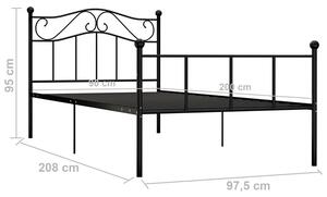 Czarne loftowe metalowe łóżko 90x200 cm - Okla