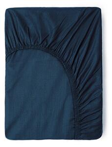 Ciemnoniebieskie bawełniane prześcieradło elastyczne Good Morning, 140x200 cm