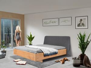 Łóżko dębowe z tapicerowanym zagłówkiem Vig 180 x 200 cm