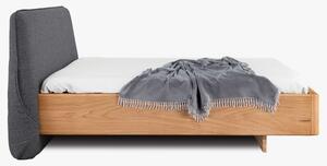Łóżko dębowe z tapicerowanym zagłówkiem Vig 180 x 200 cm