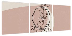 Obraz - Boho leaves N⁰2 (z zegarem) (90x30 cm)