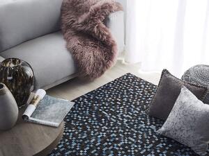 Prostokątny dywan skórzany ręcznie tkany 160 x 230 cm brązowo-niebieski Ikisu Beliani