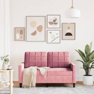 Sofa 2-osobowa, rÃ³Å¼owy, 120 cm, tapicerowana aksamitem