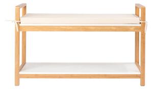 Bambusowa ławka z białym siedziskiem Wenko Finja
