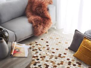 Prostokątny dywan skórzany patchwork 140 x 200 cm brązowo-beżowy Civler Beliani