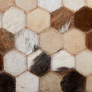 Prostokątny dywan skórzany patchwork 140 x 200 cm brązowo-beżowy Civler Beliani