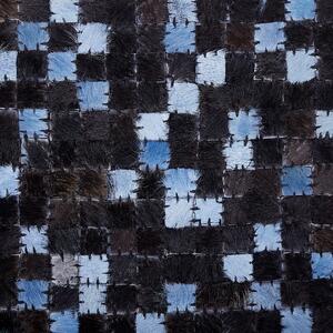 Prostokątny dywan skórzany ręcznie tkany 140 x 200 cm brązowo-niebieski Ikisu Beliani