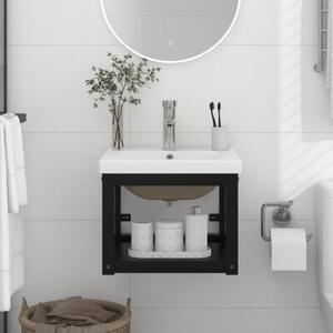 StelaÅ¼ Åazienkowy z wbudowanÄ umywalkÄ , czarny, Å¼elazo