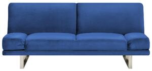 Sofa rozkładana 3-osobowa kanapa regulowane podłokietniki welurowa granatowa York Beliani