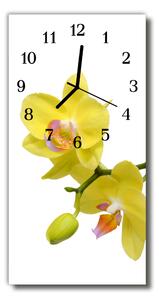 Zegar Szklany Pionowy Kwiaty Storczyk orchidea żółty
