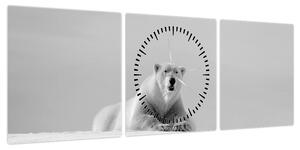 Obraz - Niedźwiedź polarny (z zegarem) (90x30 cm)