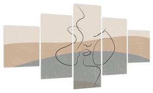 Obraz - Line art kiss (125x70 cm)