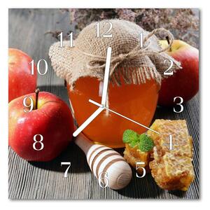 Zegar szklany kwadratowy Jabłko miód