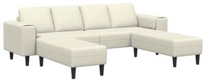 Nowoczesna sofa do salonu w kremowym kolorze z poduszkami i podÅokietnikami z poliesteru